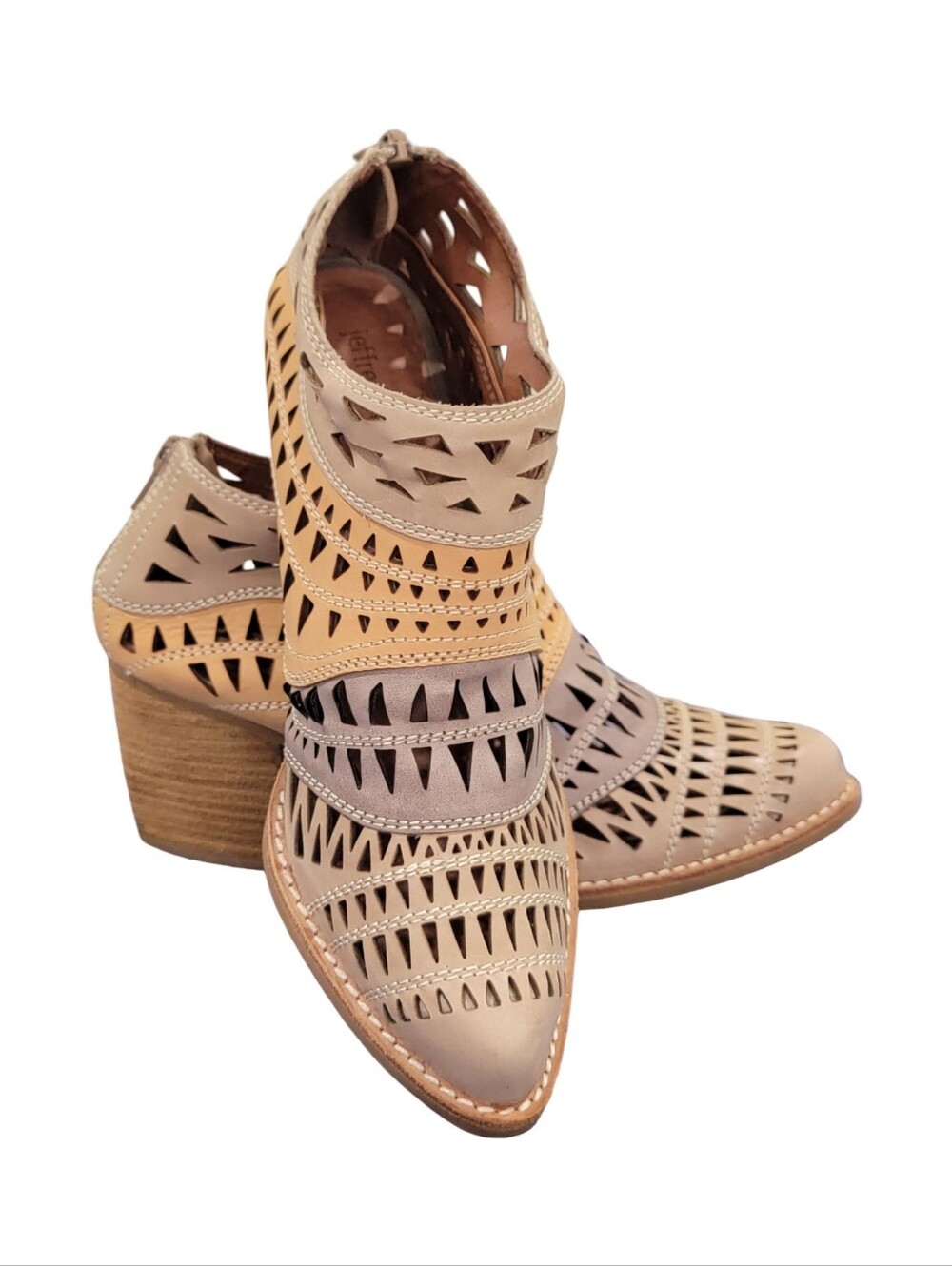 Jeffrey Campbell Free People Faviola Cutout Western Booties Tri-Color Taupe 7.5 - Picture 4 of 17